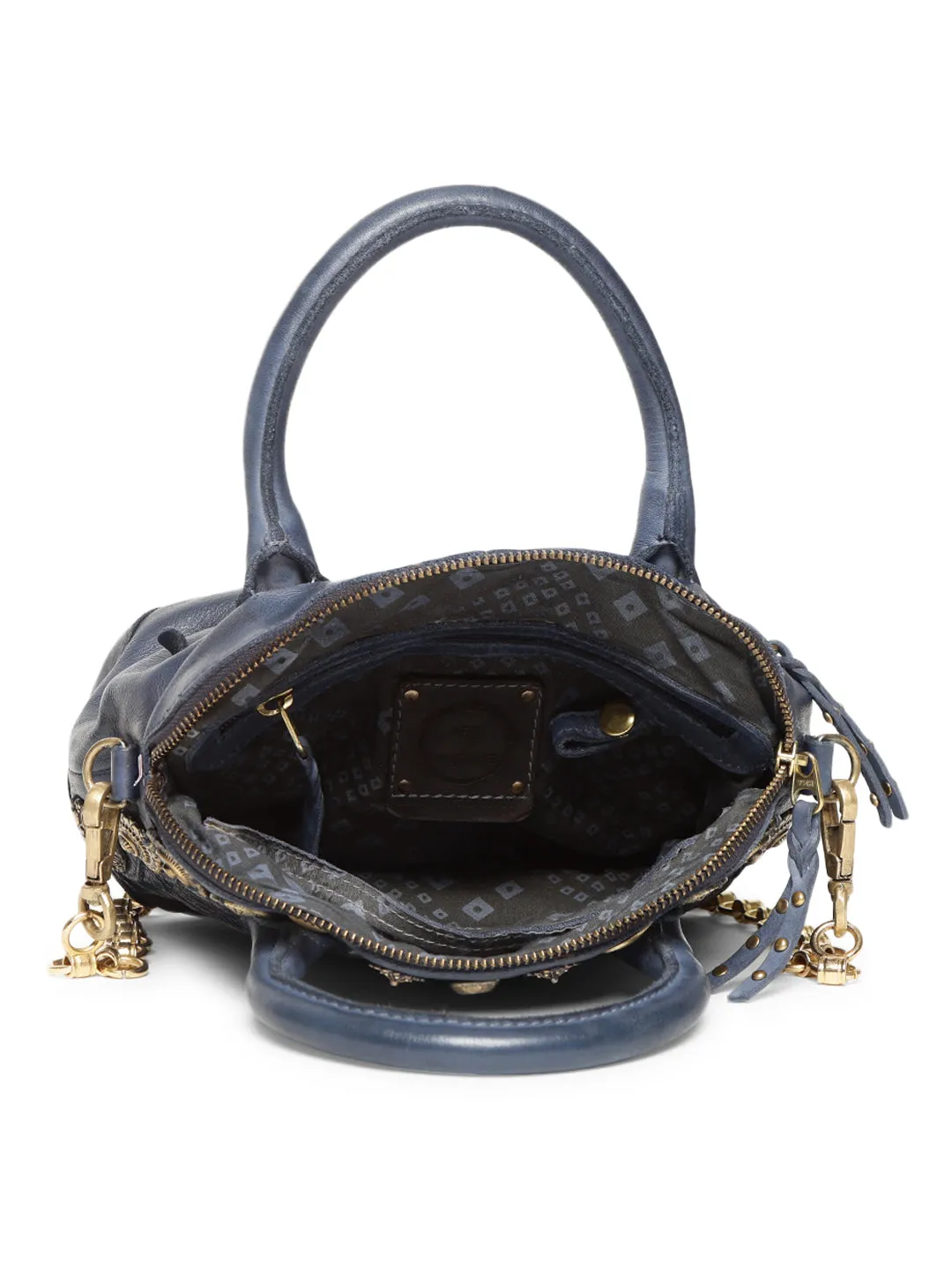 SILVIA: Navy Blue Leather Women Handbag By Art N Vintage