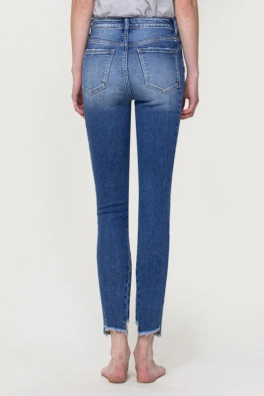 Teagan High Rise Ankle Skinny with Uneven Hem Detail