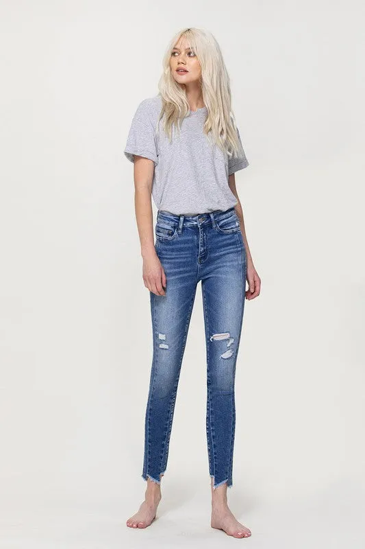 Teagan High Rise Ankle Skinny with Uneven Hem Detail