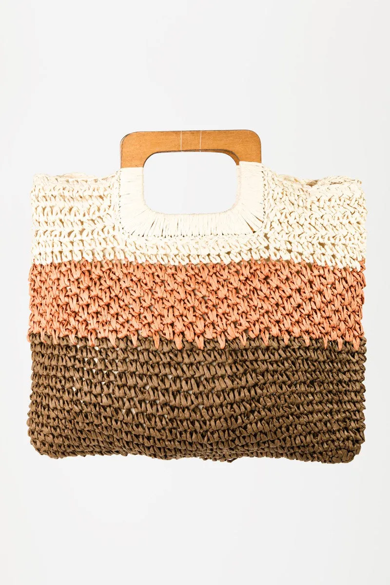 TEEK - Orange Fame Color Block Double-Use Braided Tote Bag