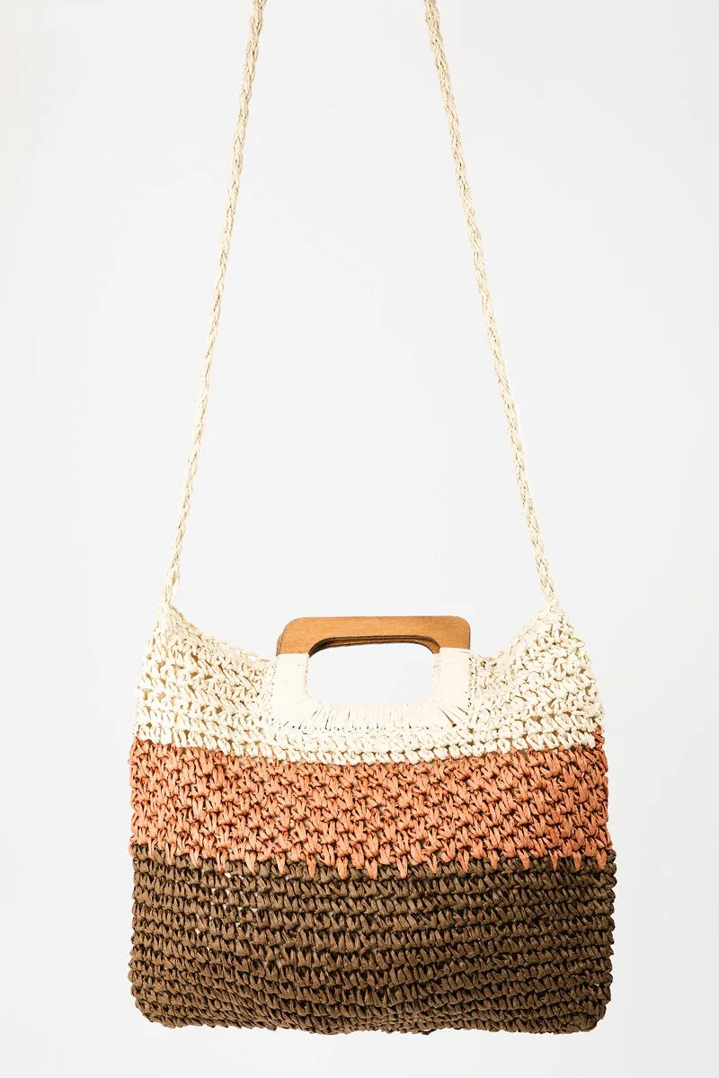 TEEK - Orange Fame Color Block Double-Use Braided Tote Bag