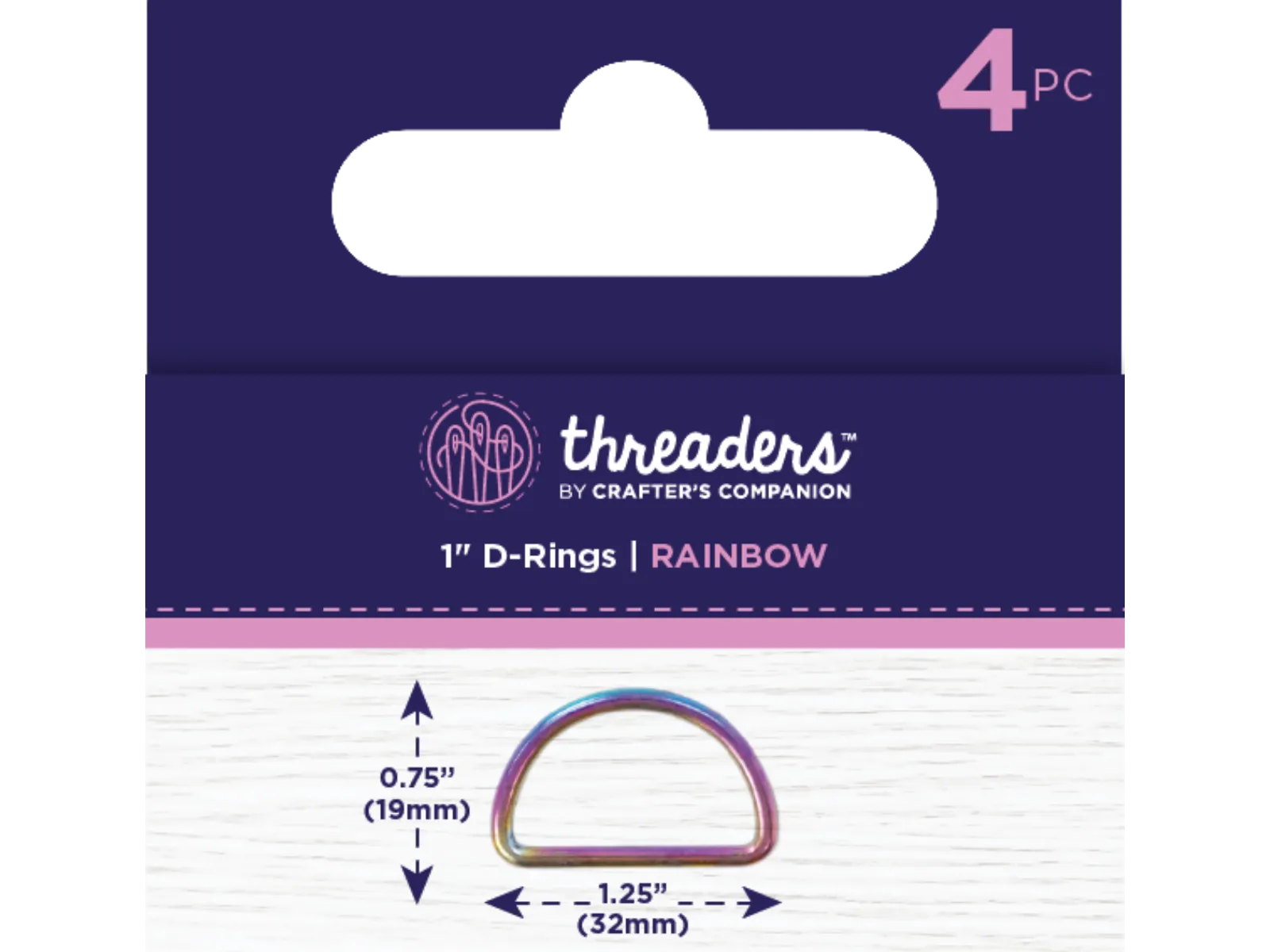 Threaders 1” D-Rings - Rainbow (4pc)