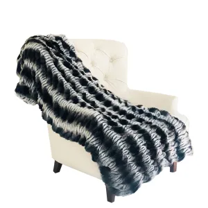 Tissavel Char-pei Gray and Black Chinchilla Faux Fur Luxury Throw