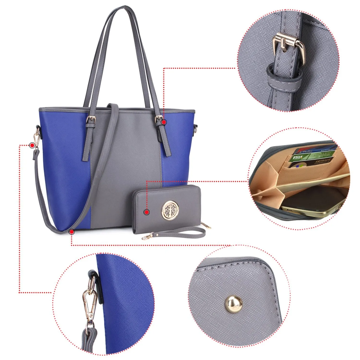 Two-Tone Tote with Matching Wallet