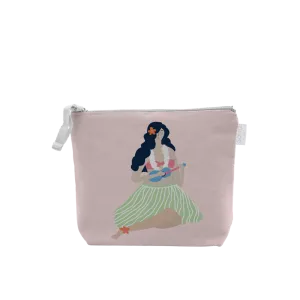 Ukuklele Playing Hula Girl Cosmetic Bag, Small