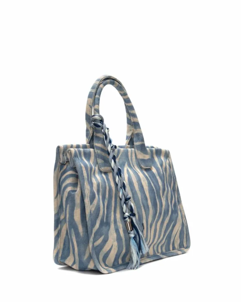 Vince Camuto Handbag ORLA TOTE BLUE MULTI/TWO TONE ZEBRA HEAV