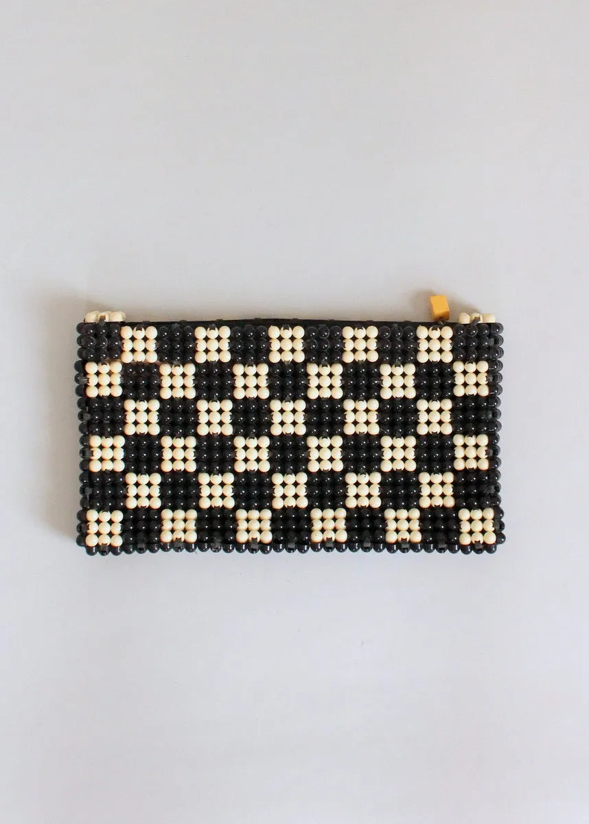 Vintage 1940s Plastic Checker Board Clutch Purse