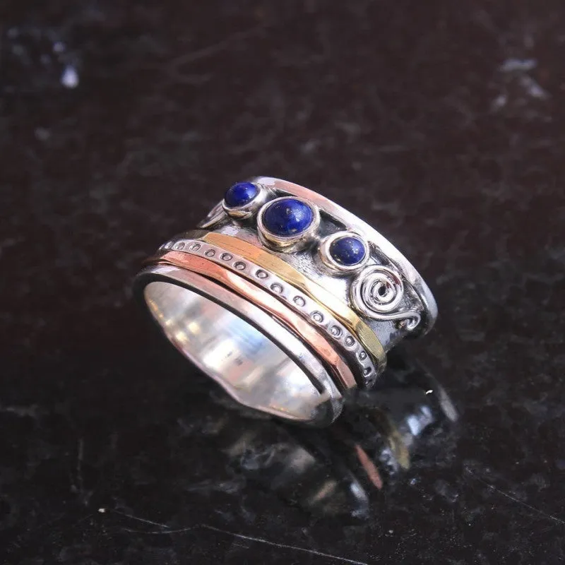 Vintage Layered Look Blue Ring