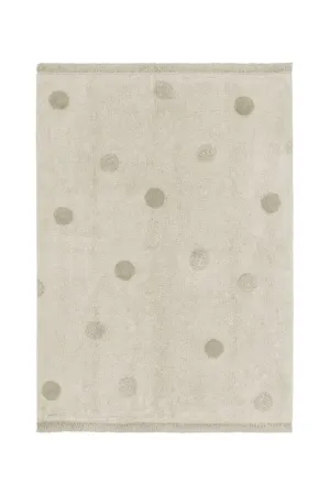 WASHABLE RUG HIPPY DOTS NATURAL - OLIVE