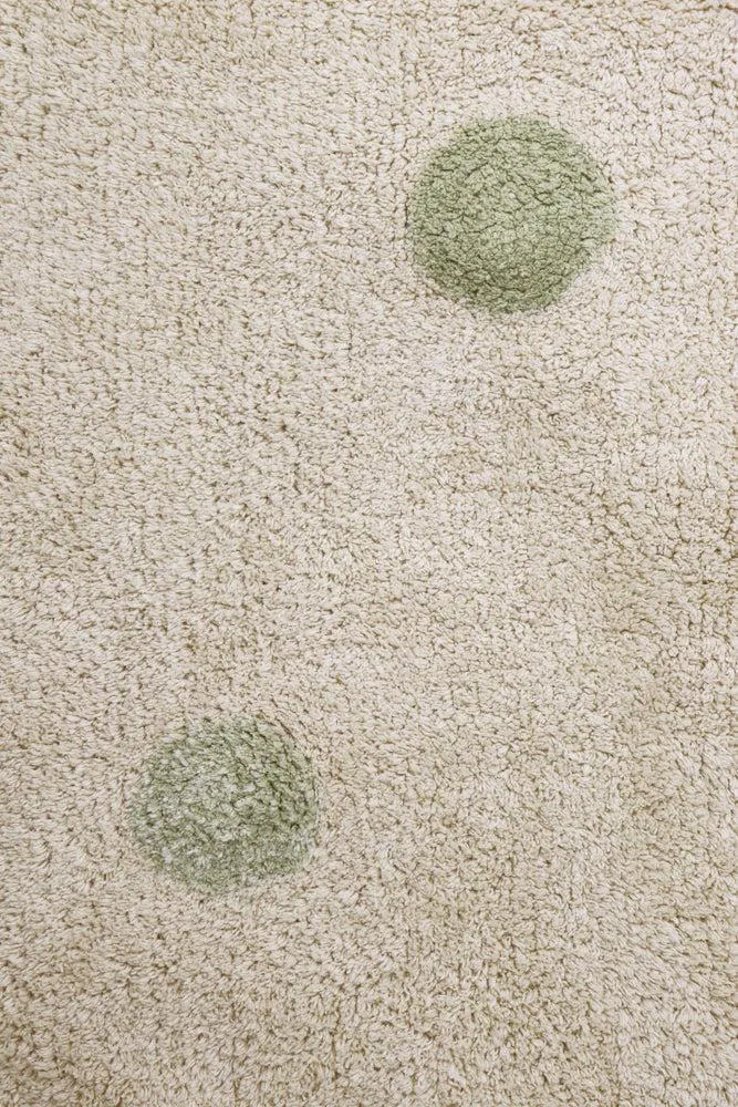 WASHABLE RUG HIPPY DOTS NATURAL - OLIVE