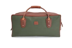 Weekender Travel Bag - Green Canvas with Tan Leather Trim