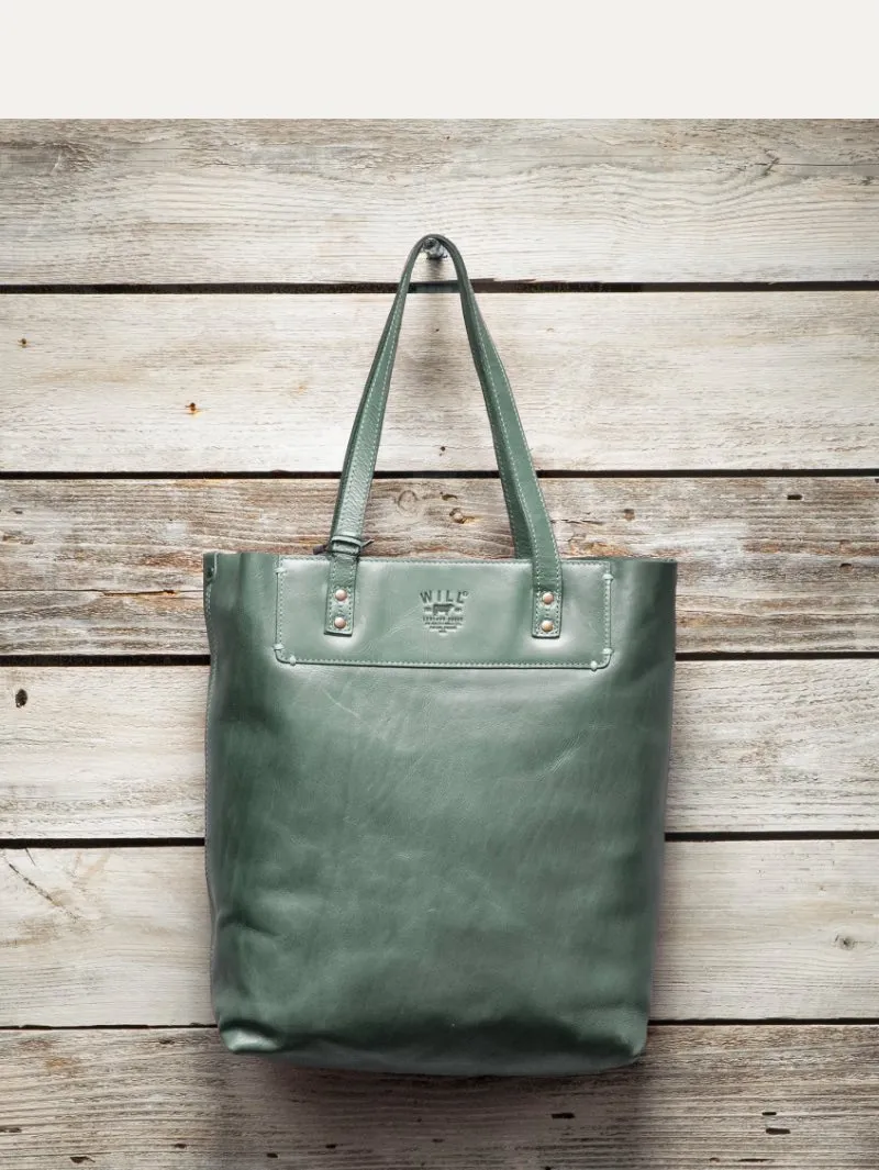 Will Leather Goods Green Leather Tote Bag